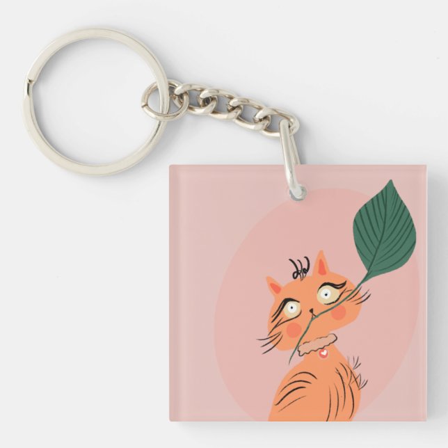 Rolig Katt Växtblad Tecknad Serie (Framsidan)