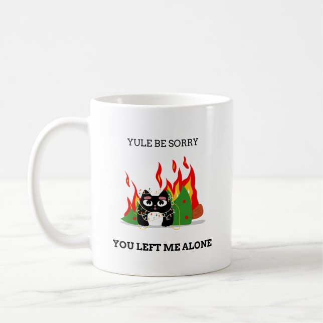 Rolig Katt-Yule Kommer Ångra-Julen Kaffemugg (Vänster)