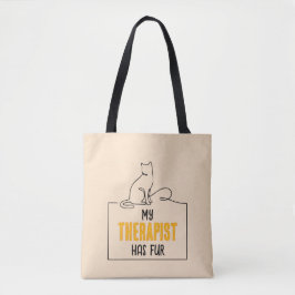 Rolig kattälskare-citat Min terapeut har päls pres Tygkasse