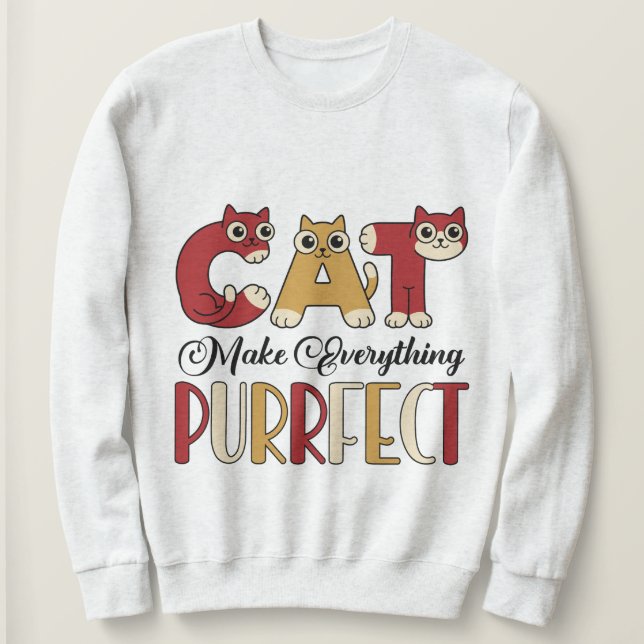 Rolig Kattälskare Grafisk Ordkonst T Shirt (Design framsida)