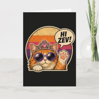 Rolig Kattälskare Hi Zev Katt Retro Kitty Present  Kort