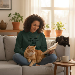 Rolig kattälskare hoodie | "Bara här för katten" T Shirt