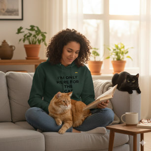 Rolig kattälskare hoodie "Bara här för katten" T Shirt