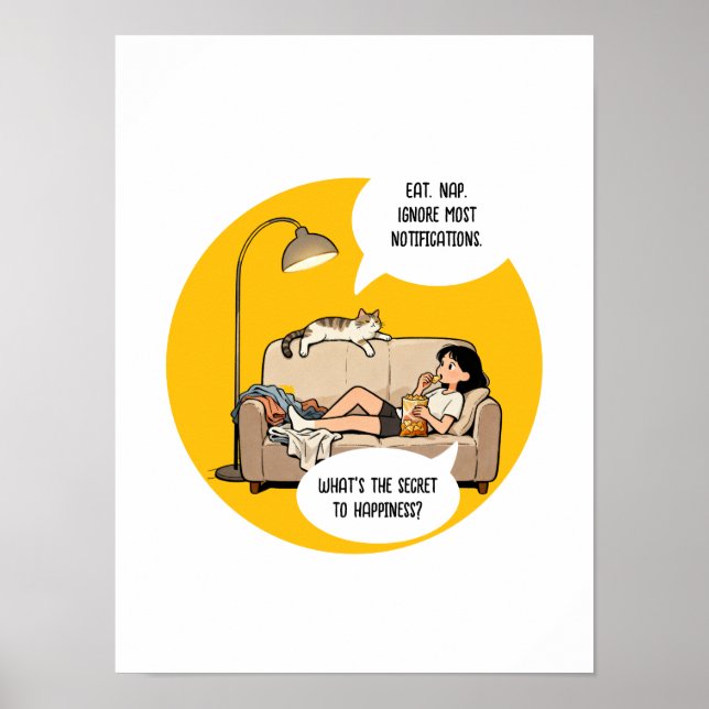 Rolig kattälskare Introvert Humor Citat  Poster (Framsidan)