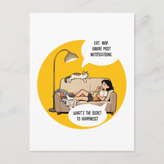 Rolig Kattälskare Introvert Humor Citat  Vykort (Framsida)