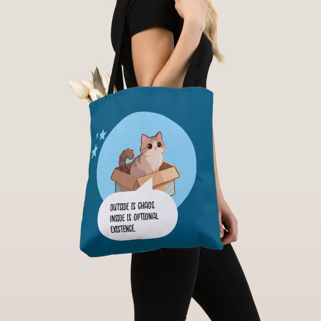 Rolig Kattälskare Introvert Humor Tygkasse (Närbild)