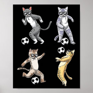 Rolig kattälskare som spelar fotbollsspelare smask poster