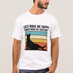 Rolig Kattälskare Vintage Katter Gör Mig Glad Tröj T Shirt