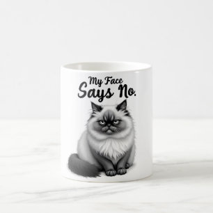 Rolig kattansiktsillustration – Minimalistisk söt Kaffemugg