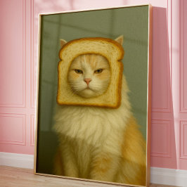 Rolig kattbröds surrealistiska väggkonsttryck poster