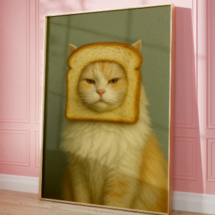 Rolig kattbröds surrealistiska väggkonsttryck poster