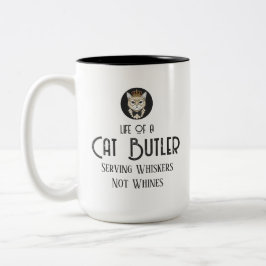 Rolig kattbutler T-shirt för kattpappor Två-Tonad Mugg