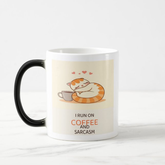 Rolig kattcitat-design | Söt kattälskare utskrivba Magisk Mugg (Vänster)