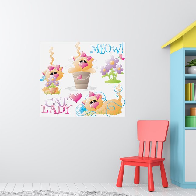 Rolig Kattdam Kartong Söt Kattälskare Poster (Skapare uppladdad)