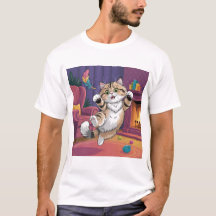 Rolig kattdesign herr T-shirt | Söt & humoristisk 