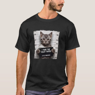 Rolig kattfängelse linje-up rev toalettpapper katt t shirt