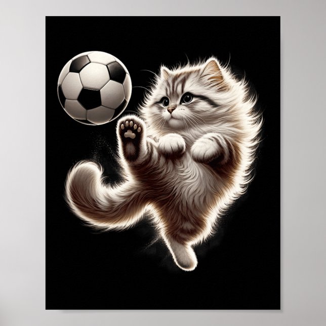 Rolig kattfotboll Ll Katt som spelar fotboll meme  Poster (Framsidan)