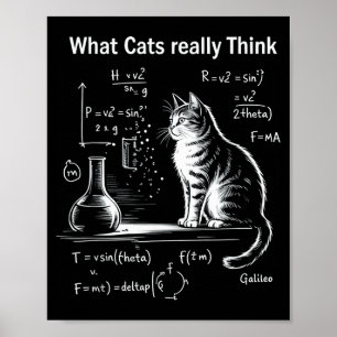 Rolig kattfysik humor design Vad katter verkligen Poster