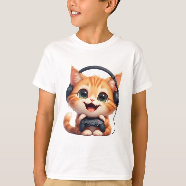 Rolig kattgamer – Present till kattälskare & gamer T Shirt (Framsida)