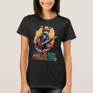 Rolig kattgitarrleksak för Rock'n Roll-djur och s T Shirt