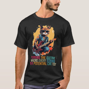 Rolig kattgitarrleksak för Rock'n Roll-djur och s T Shirt