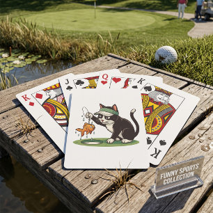 Rolig kattgolfare som fiskar i vattenhinder casinokort