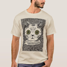 Rolig kattgrafisk porträtt herr T-shirt