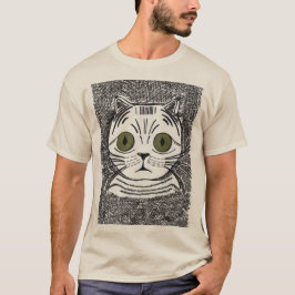 Rolig kattgrafisk porträtt herr T-shirt