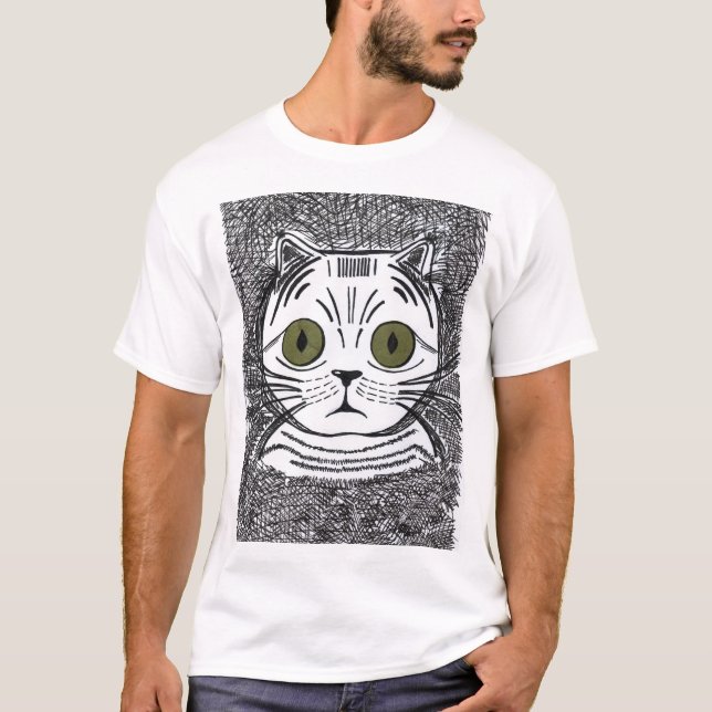Rolig kattgrafisk porträtt herr T-shirt (Framsida)