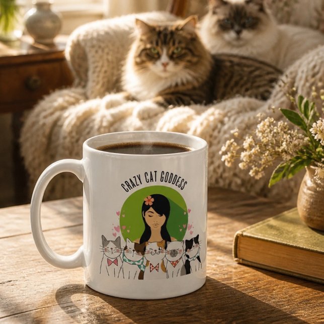 Rolig Kattgudinna Rolighet Kaffemugg (Skapare uppladdad)