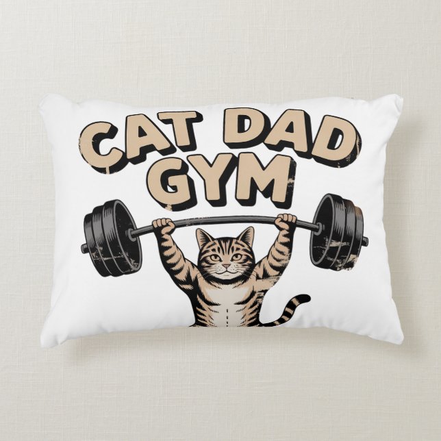 Rolig kattgym för pappa prydnadskudde (Framsidan)