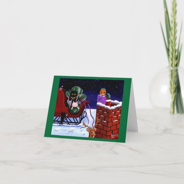 Rolig kattjulkortren Creationarts Helgkort (Framsida)