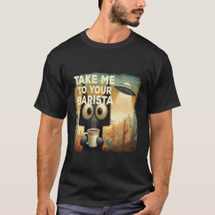 Rolig kattkaffe UFO-gåva för kaffedrickare T Shirt