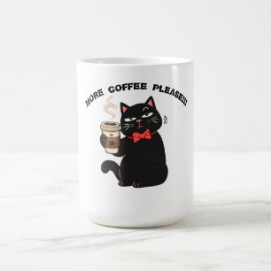 Rolig kattkaffedesign – “Mer kaffe tack” Kaffemugg