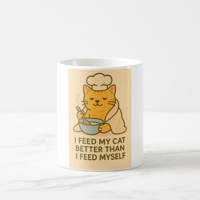 Rolig Kattkock Kaffe Mugg (Center)