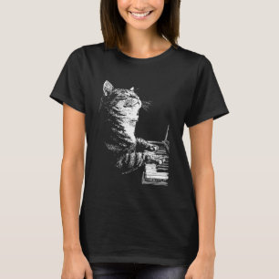 Rolig kattkonst Djurkonst Spelar piano Pianist T Shirt