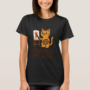 Rolig kattkonstnär som ritar Målar Konstlärare Pun T Shirt