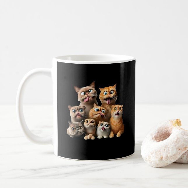 rolig kattkonsttryck kaffemugg (Med munk)