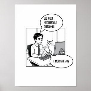 Rolig kattkontor Humor Företag Karikatyr Poster