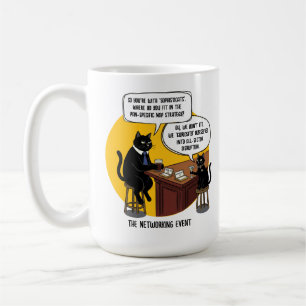 Rolig kattkontor humor Nätverkande event meme-gåva Kaffemugg