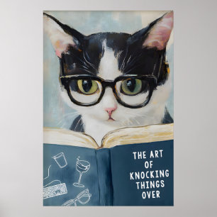 Rolig kattlästaffisch Snygg väggdekor för badrum Poster