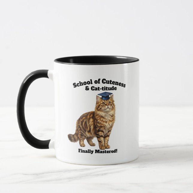 Rolig kattmamma-examensmugg - Personlig koffeigåva Mugg (Vänster)
