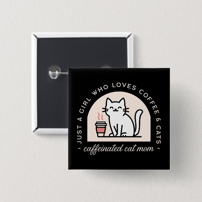 Rolig kattmamma för kaffefröjd knapp (Framsida & baksida)