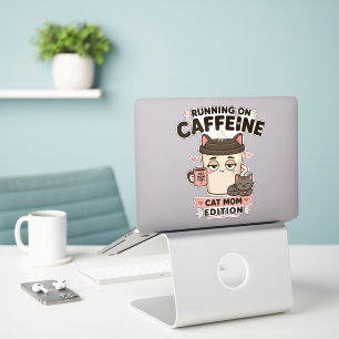 Rolig Kattmamma Laptopdekal På Kaffe Klistermärken