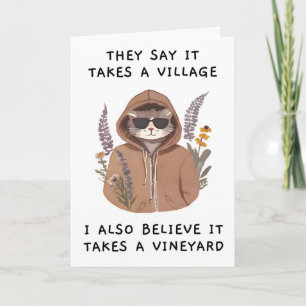 Rolig kattmamma mors dag-kort, vin humor kort
