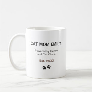 Rolig kattmamma Personlig mugg Anpassat namn kaffe