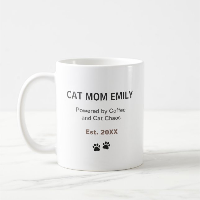 Rolig kattmamma Personlig mugg Anpassat namn kaffe (Vänster)