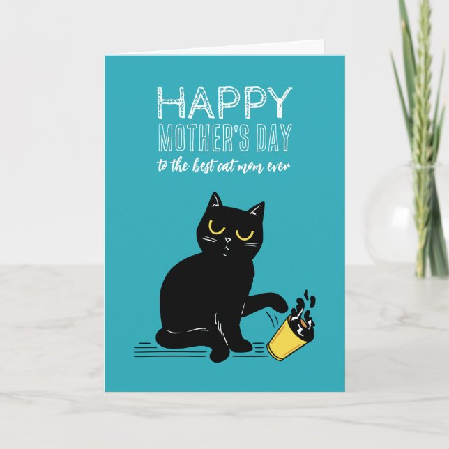 Rolig Kattmamma Söt Glad Mors Dag Kort (Framsida)