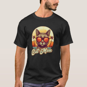 Rolig kattmamma strand semester palmer solglasögon t shirt