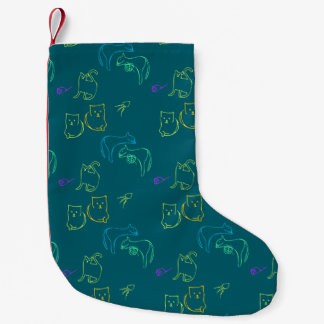 Rolig kattmönster liten julstrumpa